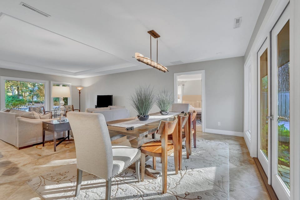 Dining table featuring 6 chairs
