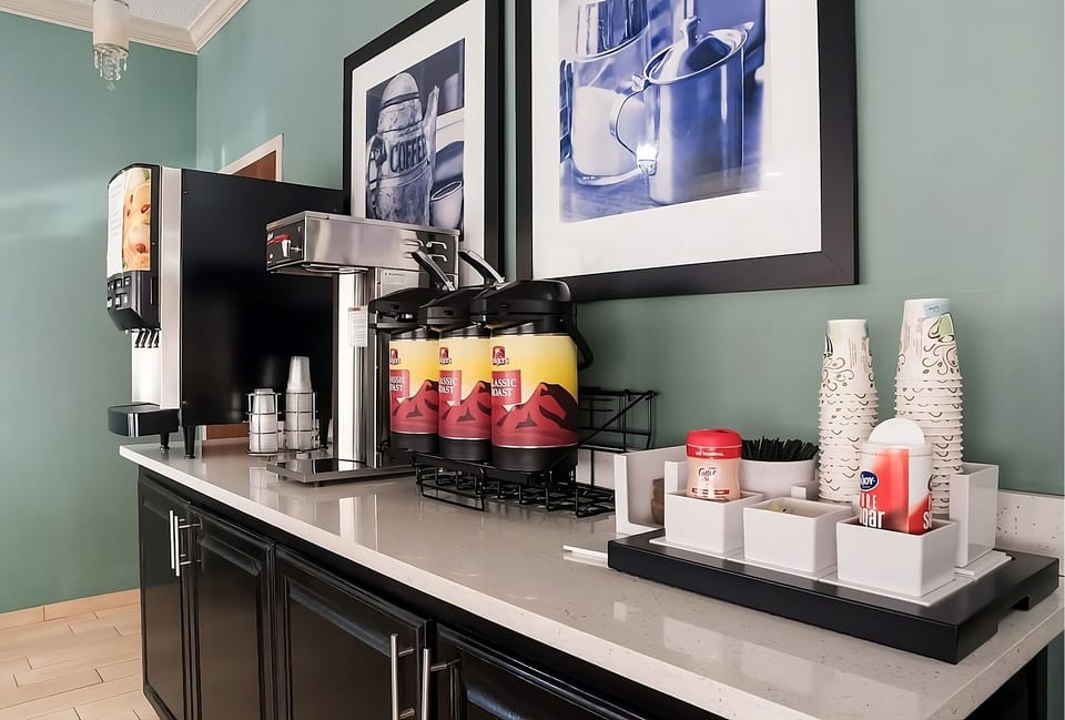 Complimentary continental breakfast served daily from 6 AM to 9 AM