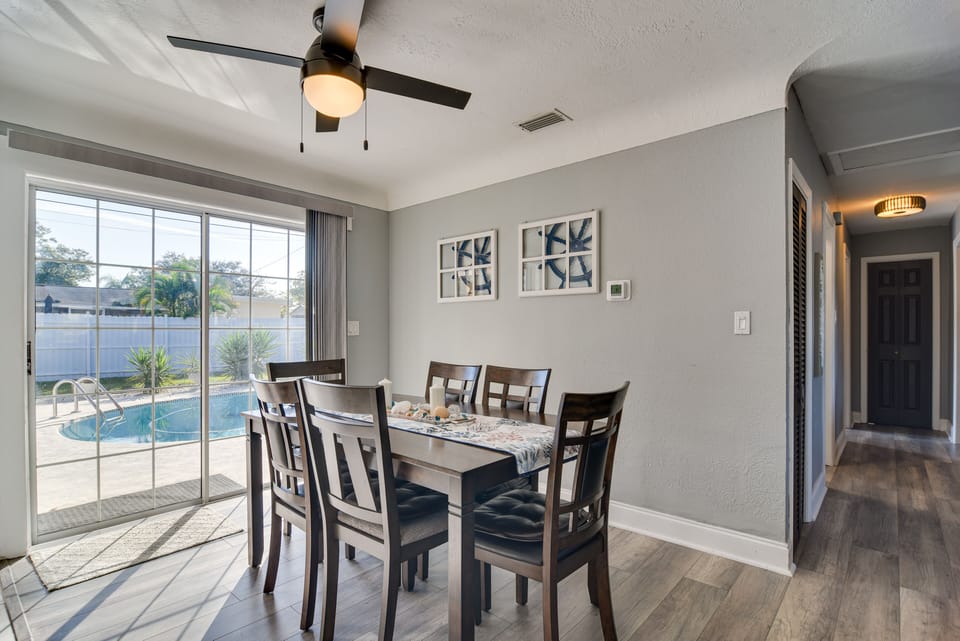 Dining Area | Dishware & Flatware Provided | Backyard Access
