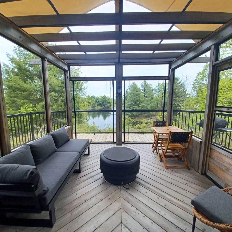 Screened-in Gazebo with Propane Firepit