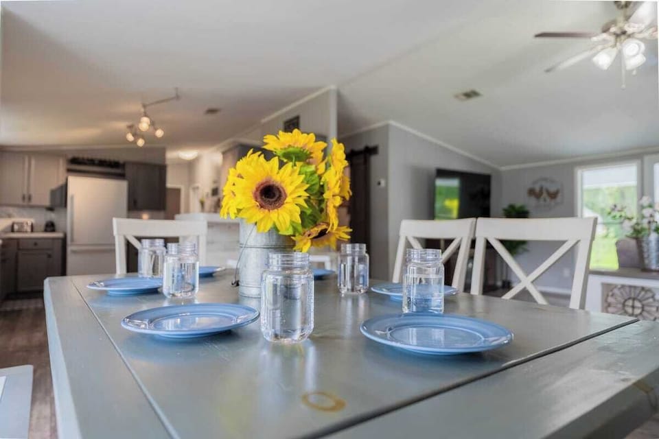 Full farm style dining table to enjoy dinner with the family.