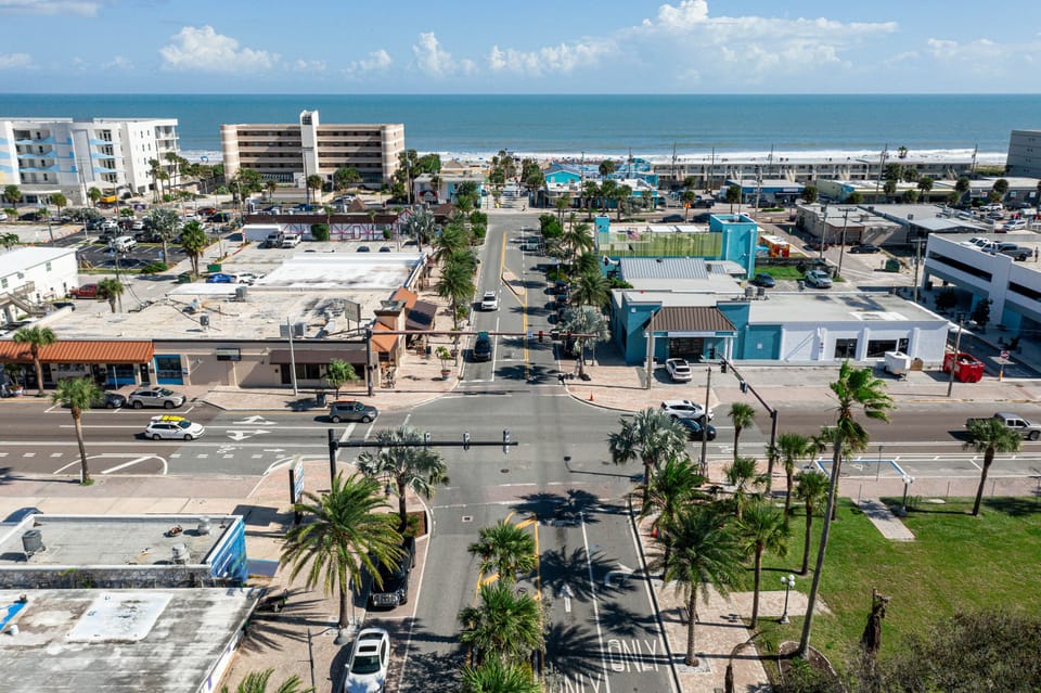historic downtown Cocoa Beach with shops and restaurants, just a few blocks away