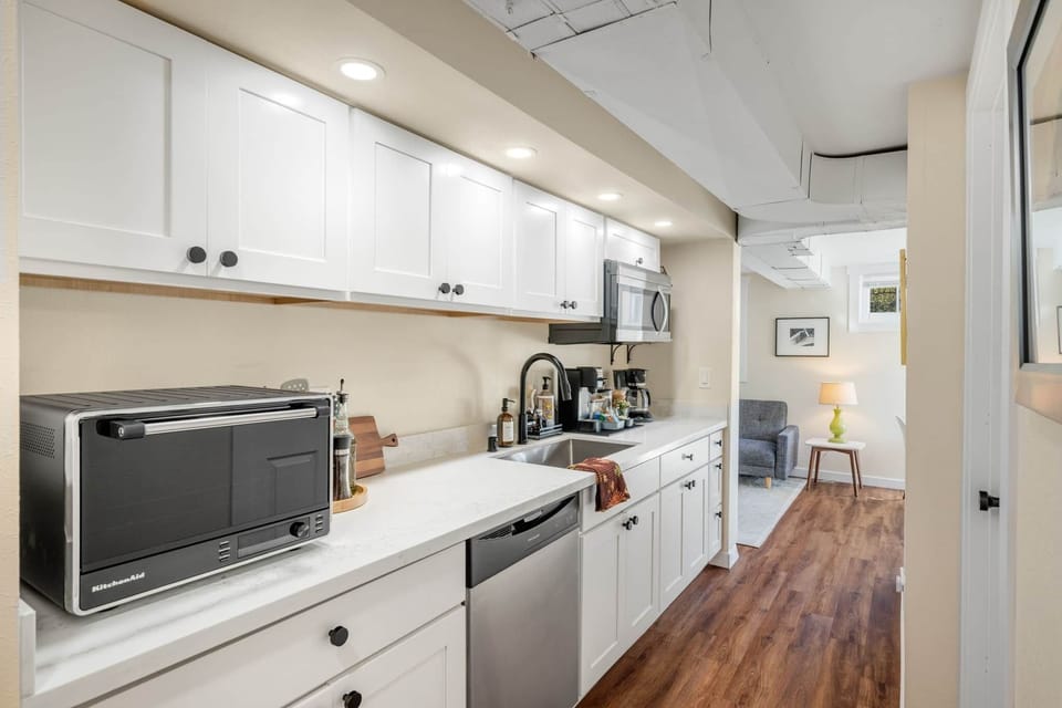 This newly updated galley kitchen makes cooking effortless. 