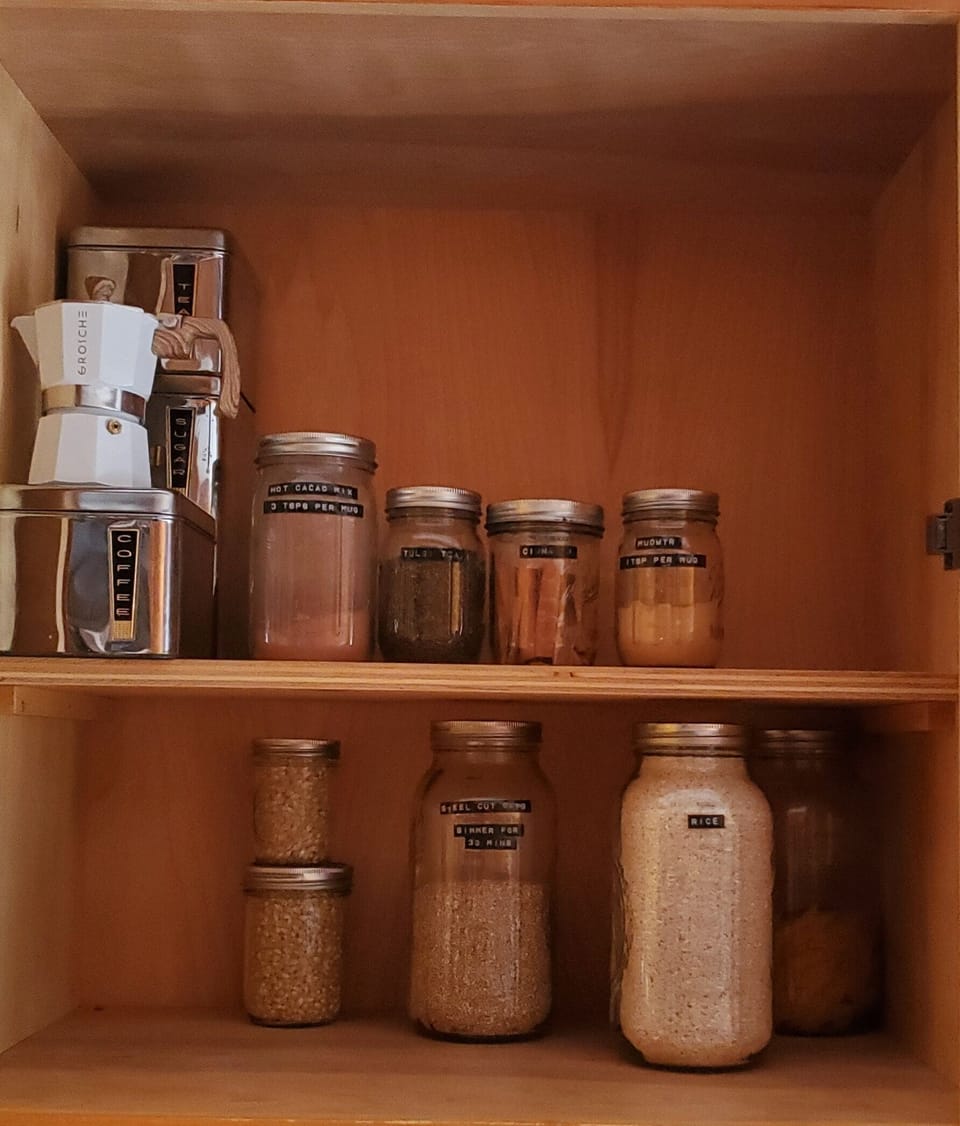 All the non-perishables you need.  Plus coffee & tea to start your day. 
