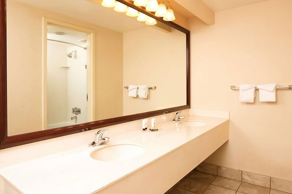 Refresh with a bright double vanity and plenty of counter space.