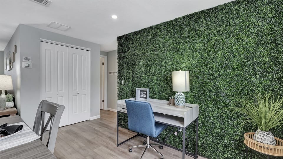 Within the recreational and dining area, you'll find a dedicated study or work table, provided for your convenience.