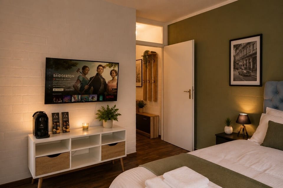 Relax after a day of exploring in this comfortable studio with Smart TV entertainment, modern furnishings, and convenient amenities for a stress-free stay.