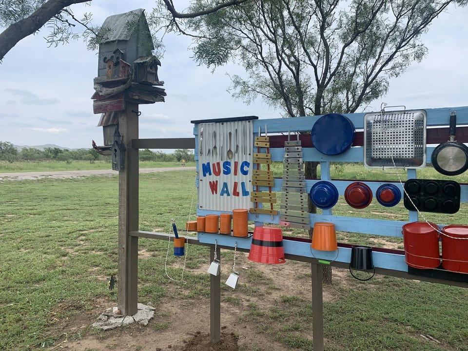 create music in nature at our interactive music wall ~ The Lazy Buffalo