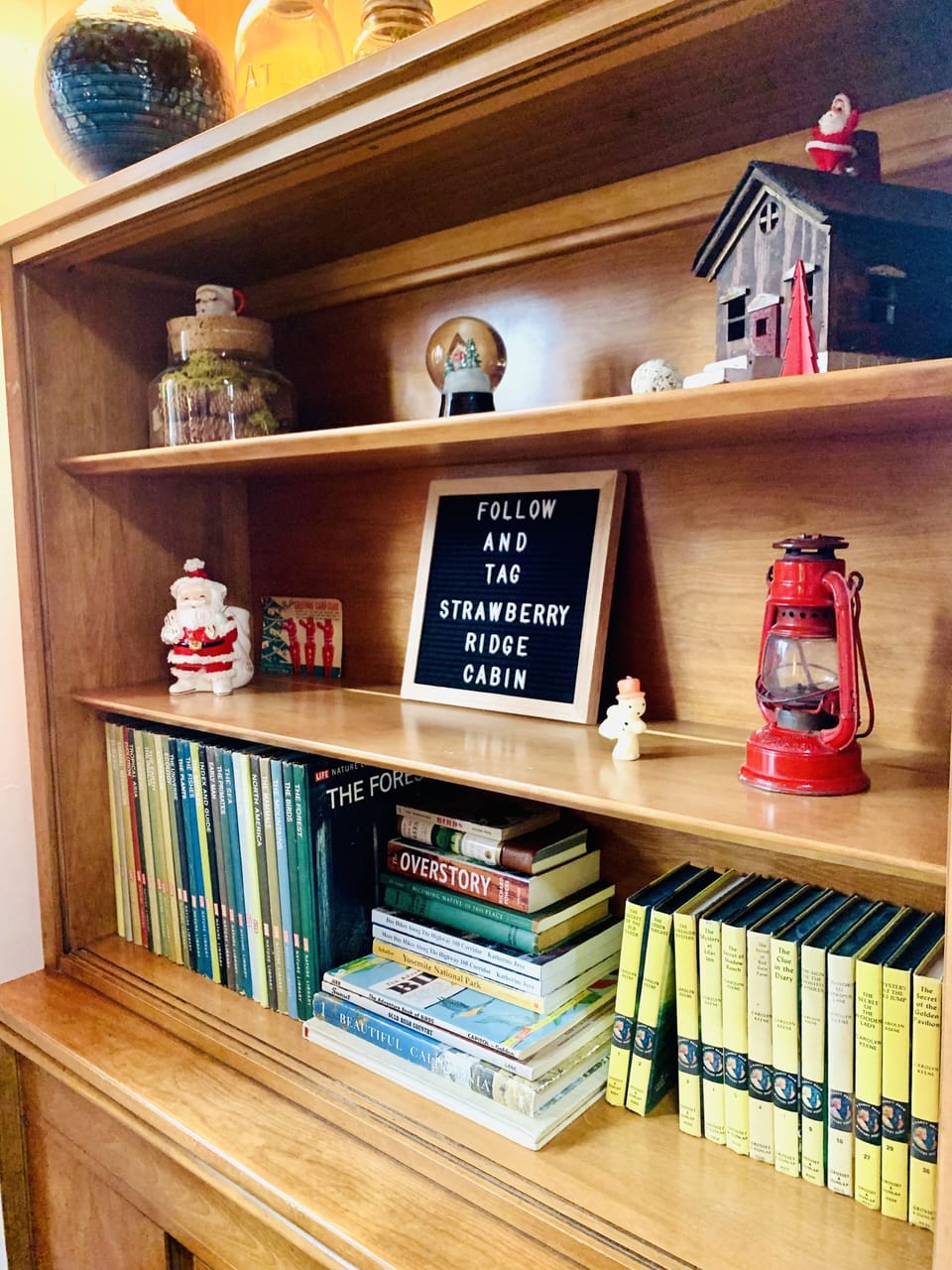 Library of vintage Life Nature Books, Nancy Drew series, plus local hiking books