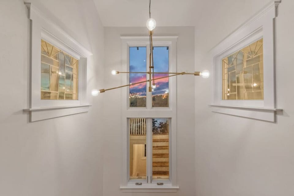 View from the stairs at night.