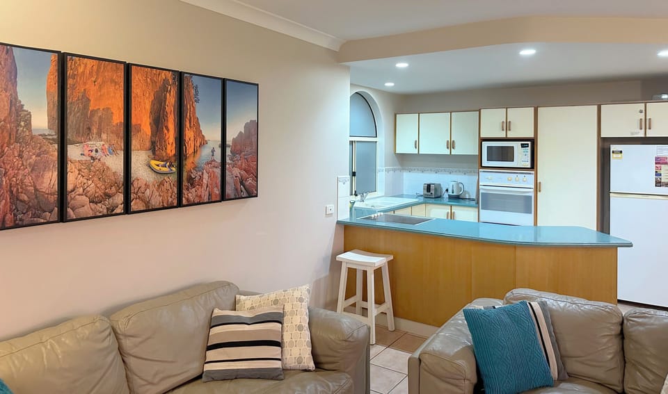 The apartment is a gallery for creative original artworks.