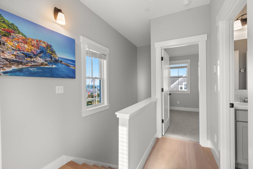 Head upstairs to the bedrooms after a day at the beach