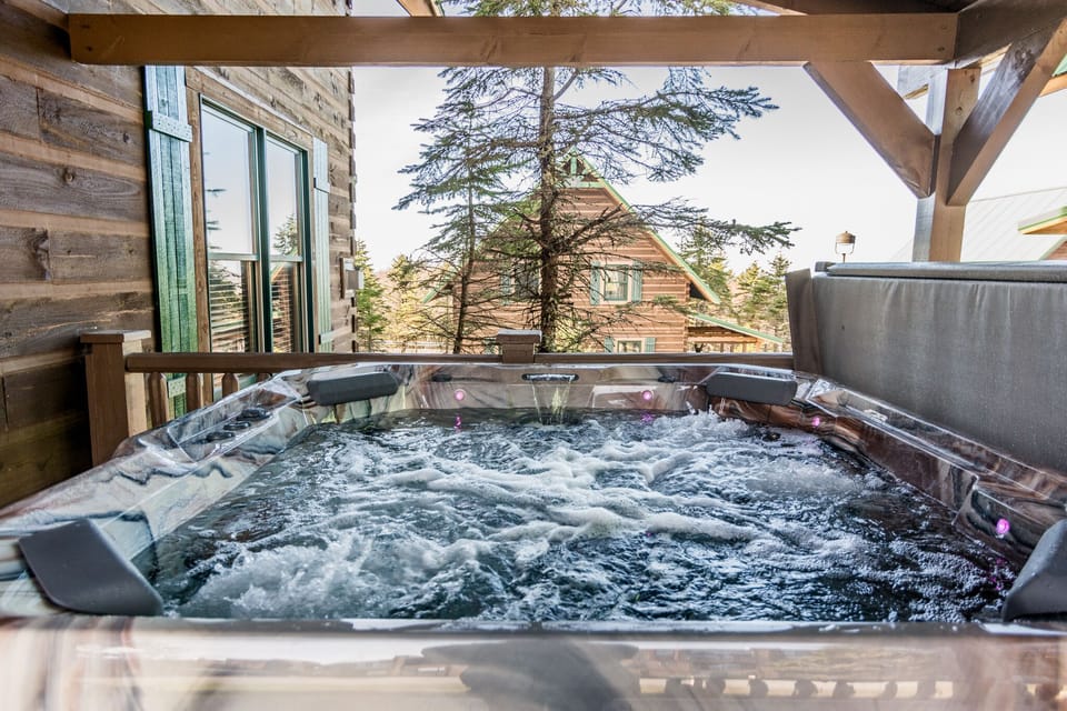 Soak in the hot tub after a full day of skiing or biking