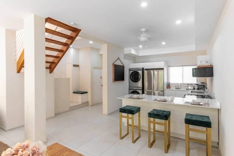 Kitchen is fully equipped with top-of -the-line Samsung Smart large appliances
