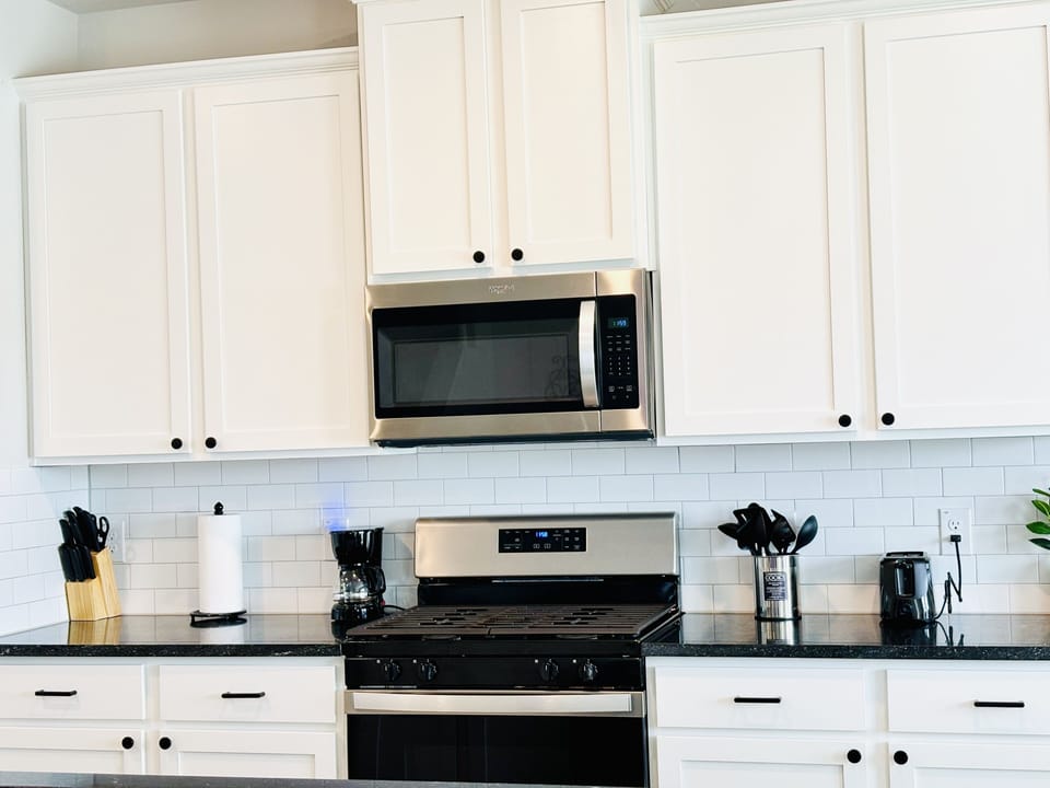 Kitchen with stainless steel appliances