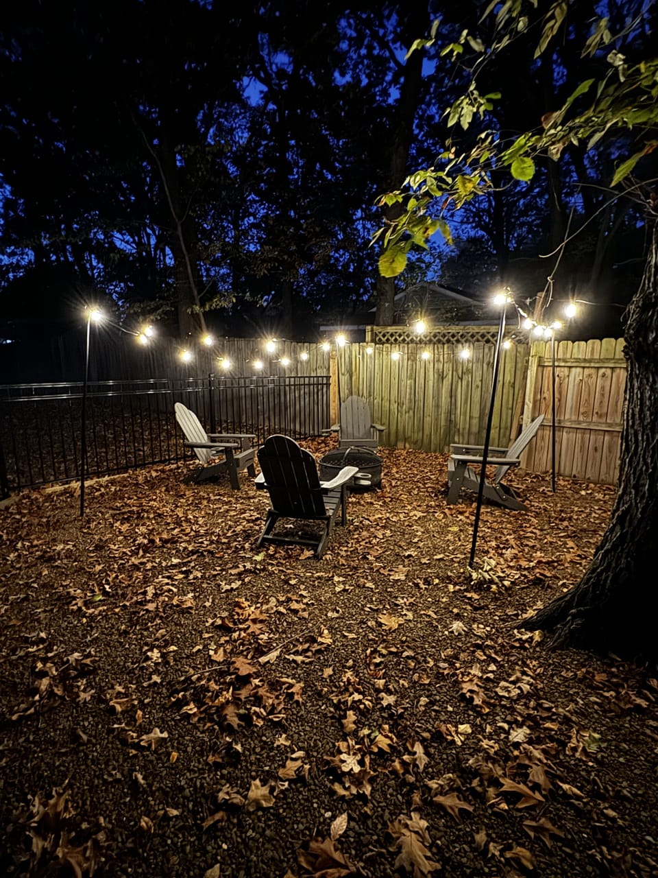 Fire Pit with 4 Adirondack Chairs (available year-round but guests provide wood)