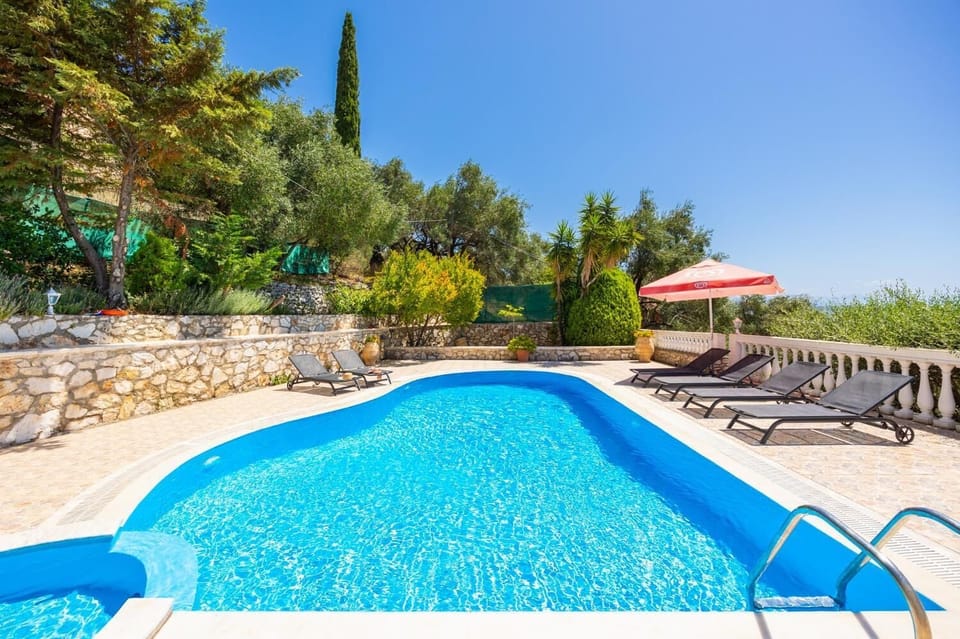 Private pool and terrace with panoramic sea views