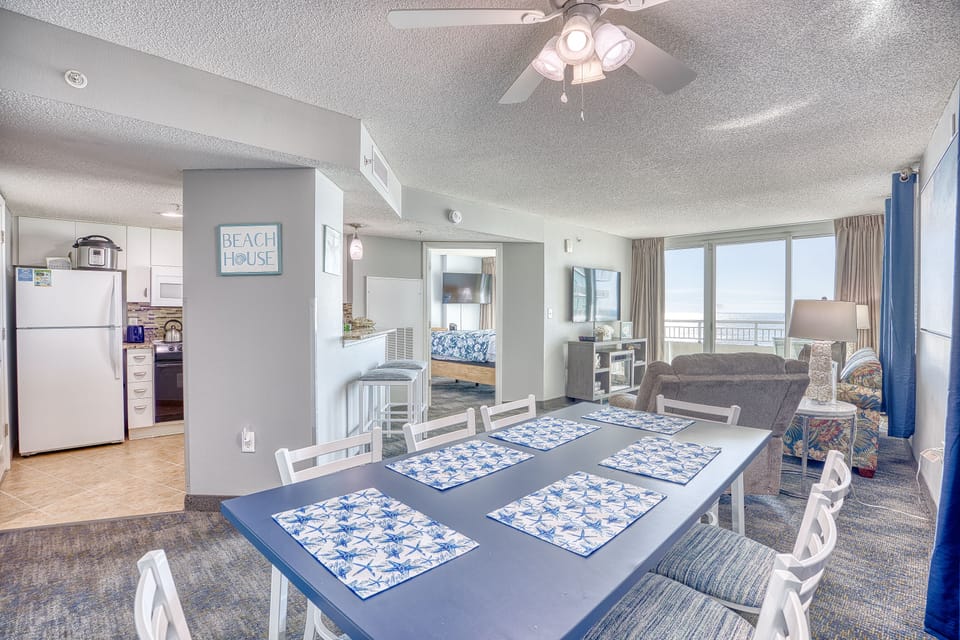 Good Picture of Layout of Kitchen, Dining Area,Living-Room All with Ocean Views