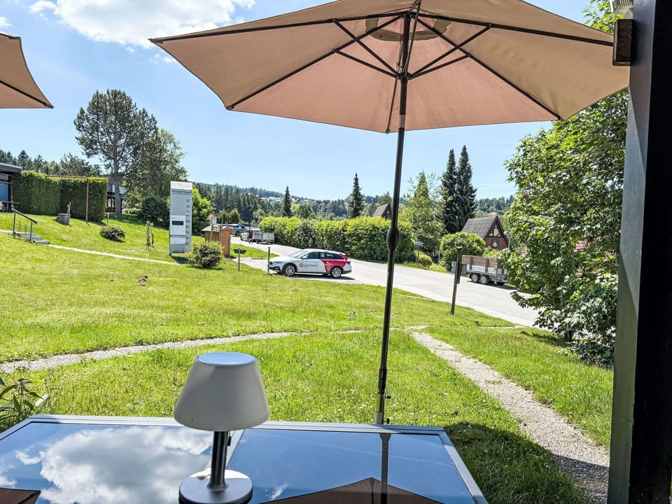 Umbrella, Furniture, Outdoor Furniture, Chair, Table, Outdoor Table, Shade, Garden, Lawn, Landscaping