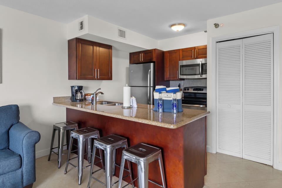 Gather for movies and snacks in the open, airy living space.