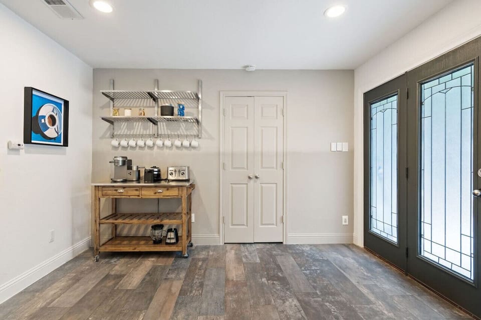 Spacious kitchen with a charming coffee bar to kickstart your mornings.