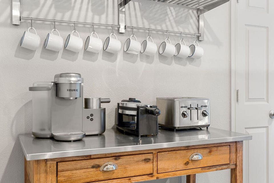 Start your mornings right with our fully stocked coffee station!