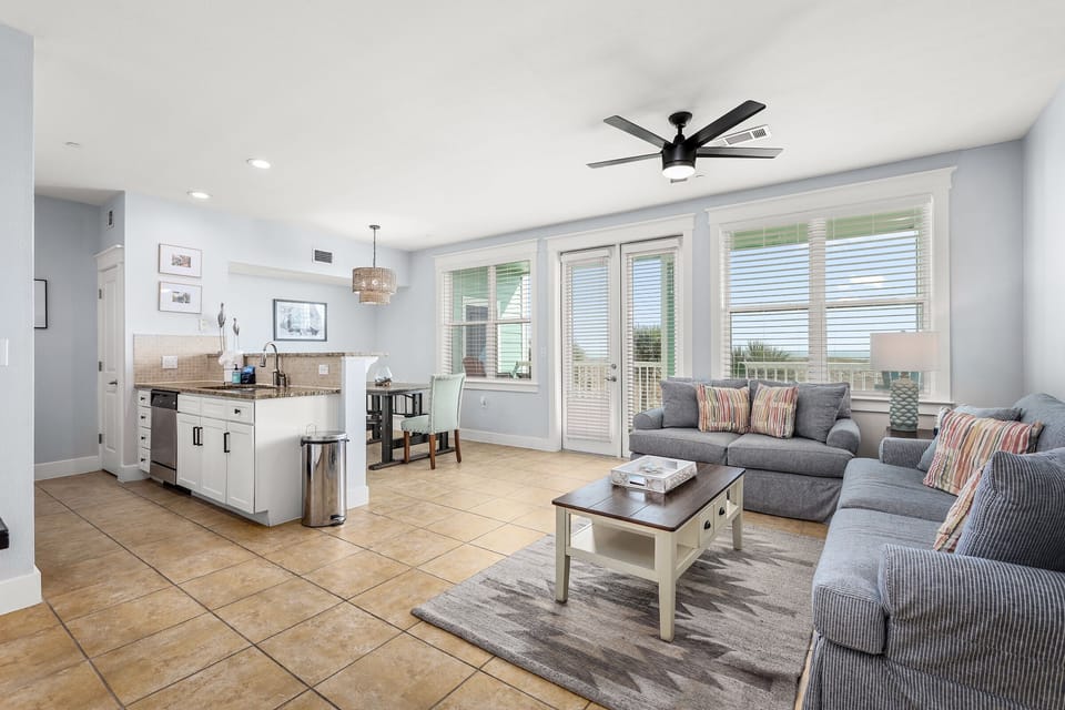 Spacious living room off the kitchen