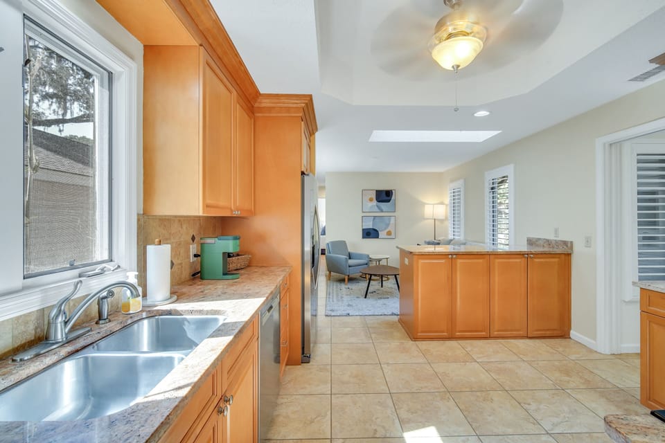 Open kitchen and den