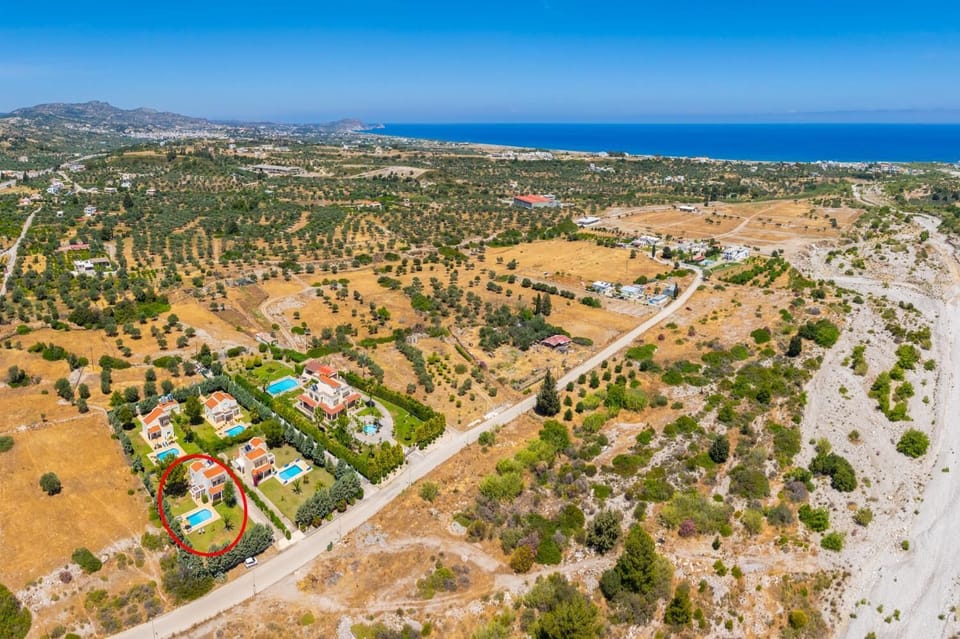 Aerial view showing location of villa