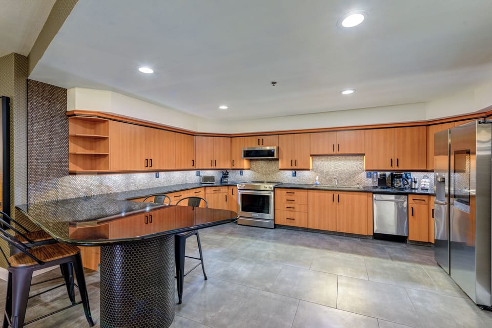 Gorgeous full function kitchen with KitchenAid and LG appliances. 
