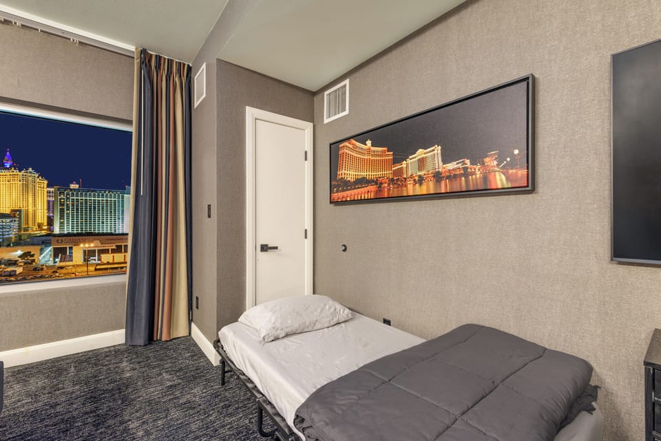 Optional roll away twin bed with linens