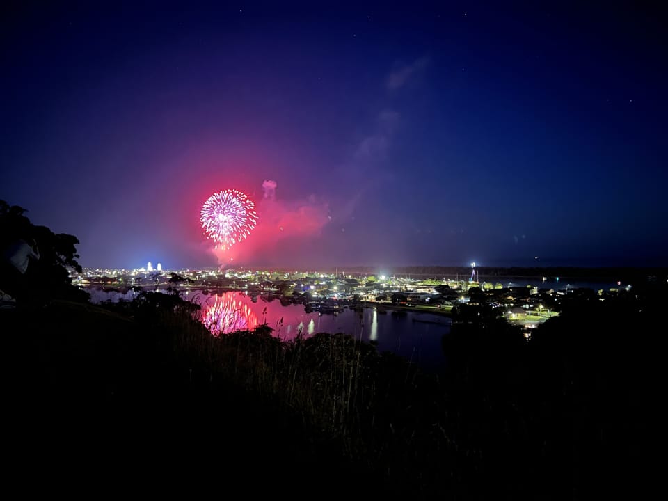 Fireworks Welcoming 2024 at Lakes Entrance Foreshore.
