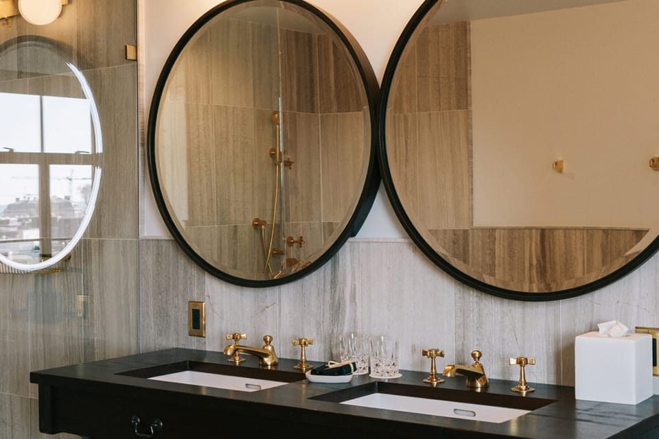 Indulge in a boutique-hotel bathroom with double sinks.