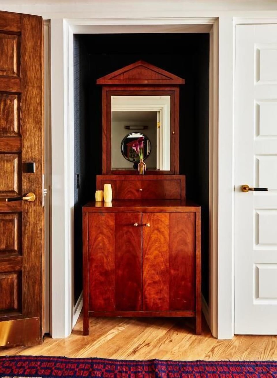 Arrive with ease to a polished entry and storage cabinet.