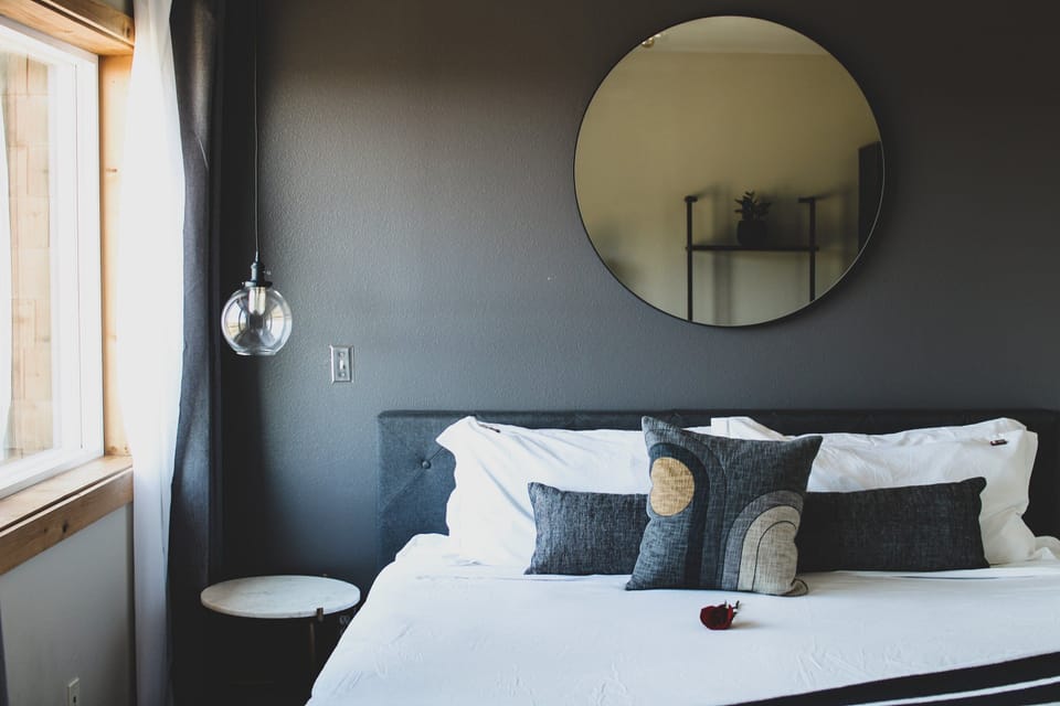 Recharge in a calm space with modern touches and comfort