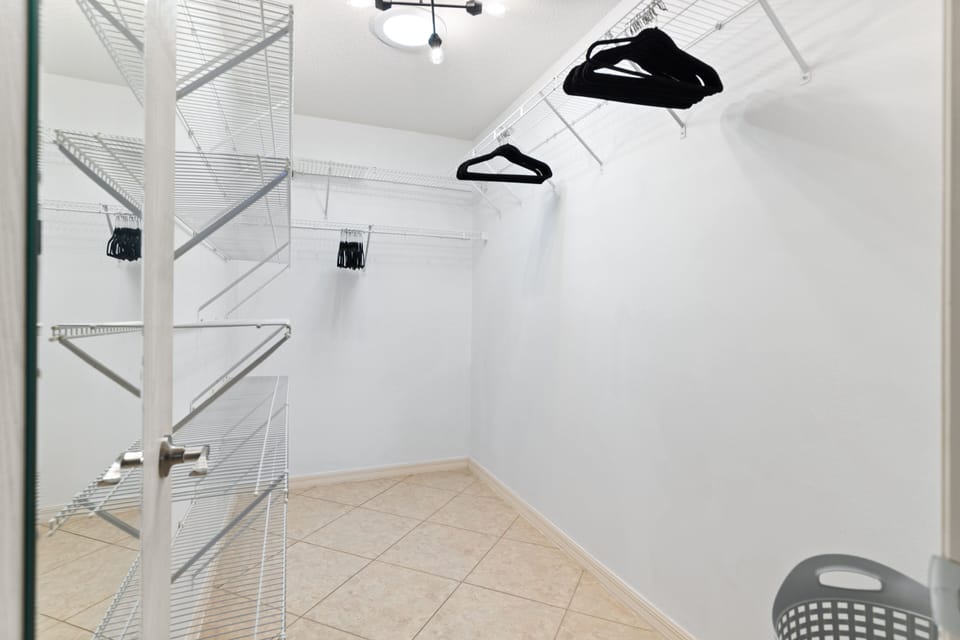 Large walk-in closet in main bedroom