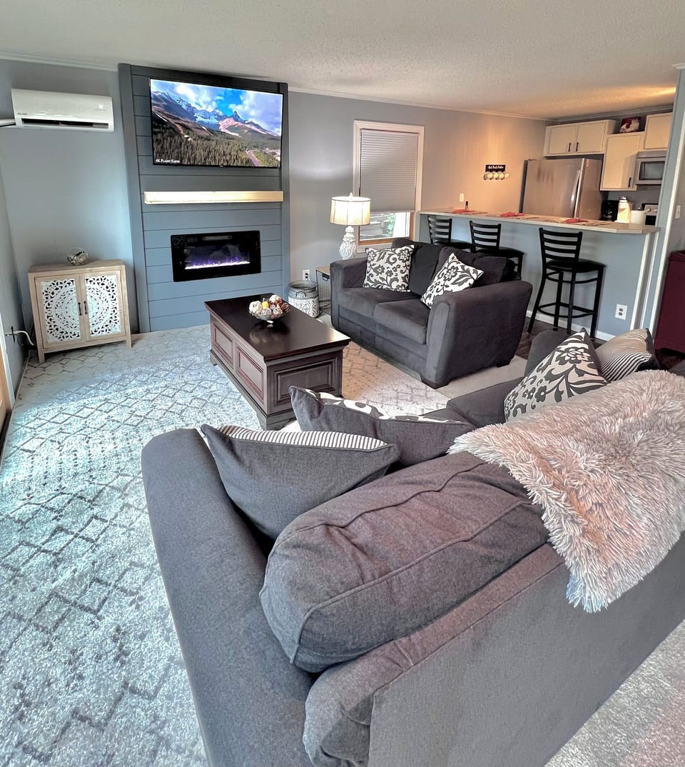Updated electric fireplace and ac !