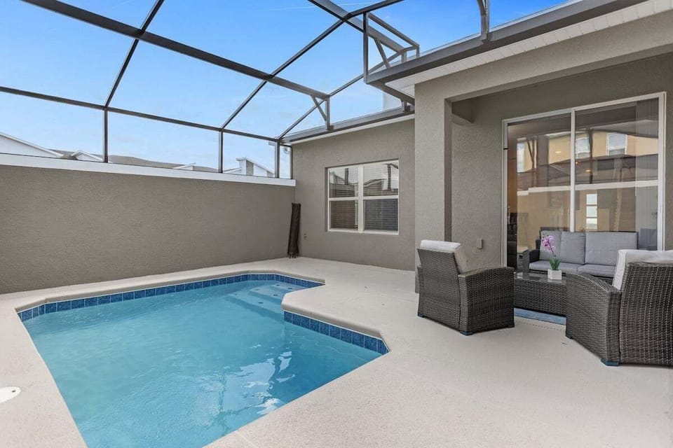 private pool with outside furniture