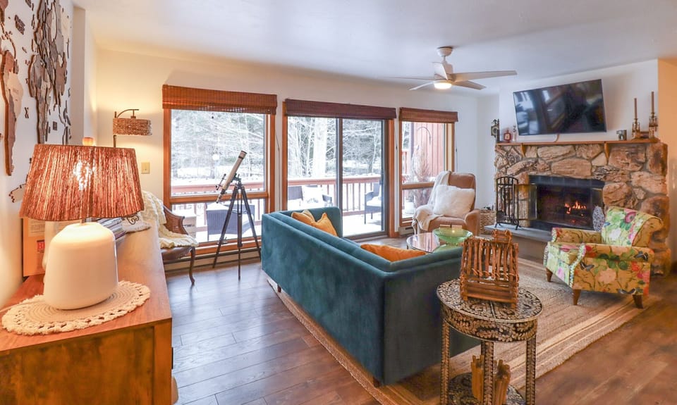 from entryway into a spacious living room. 