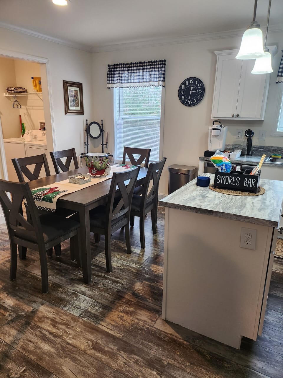 Dining area decorated for Christmas