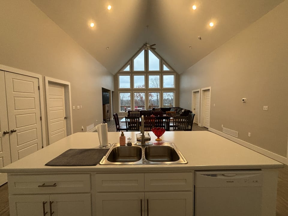 Kitchen looking out toward the lake