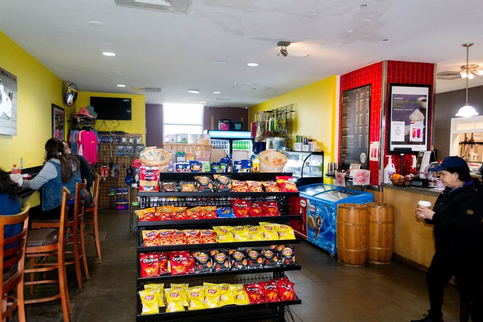Starbucks is onsite inside Market Place so nice for those snacks & libations!