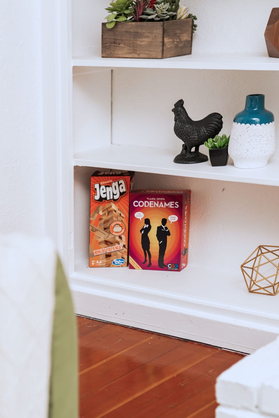 Our bookshelves are filled special personal items.
