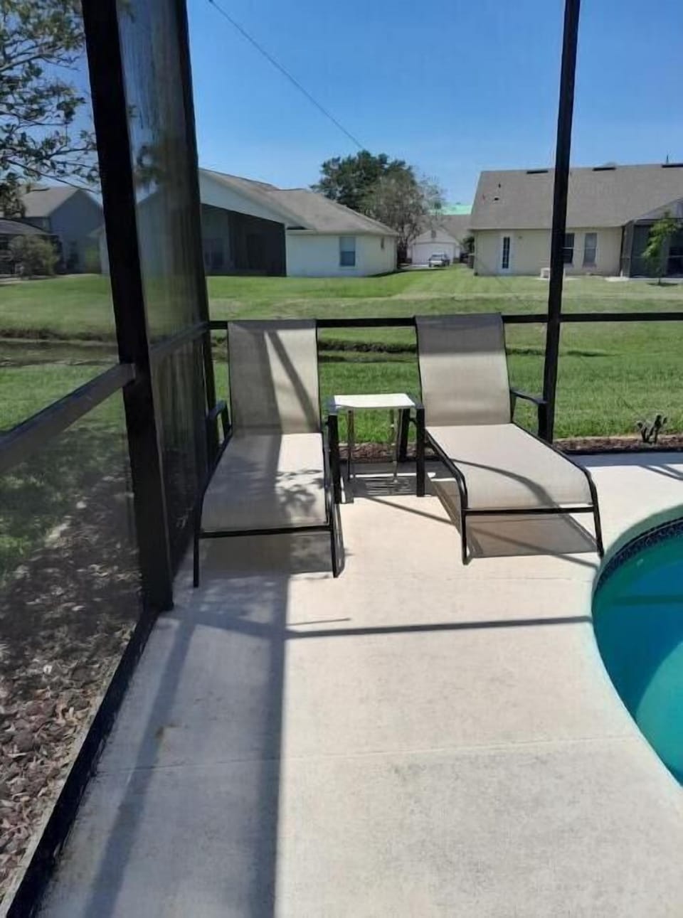 lounge chairs by the pool