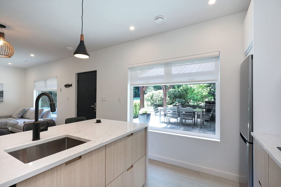 Kitchen view to patio.