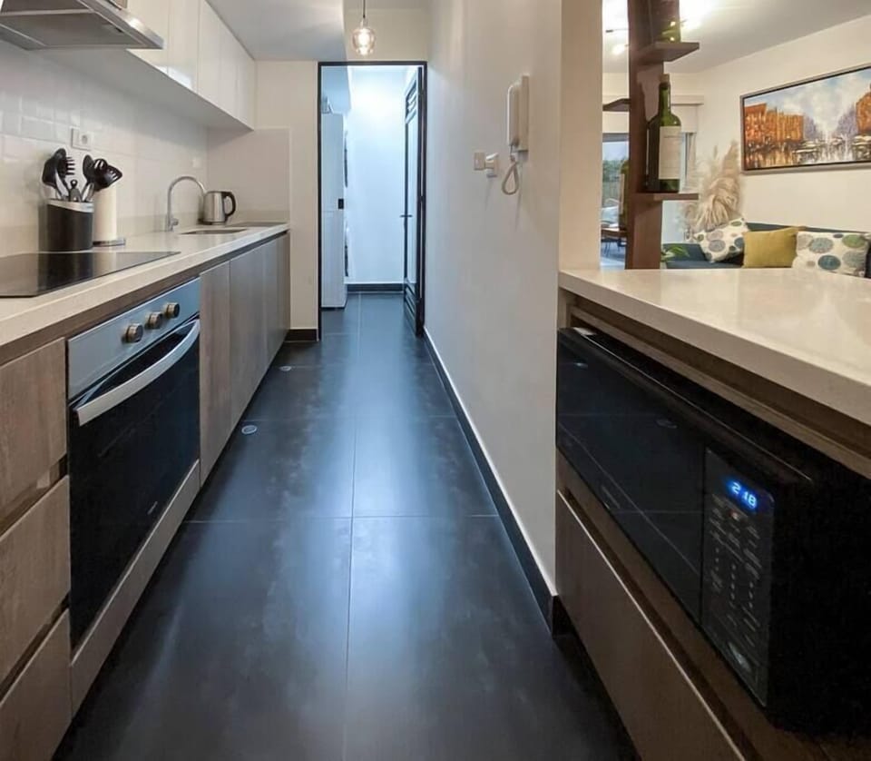 Kitchen and laundry room.