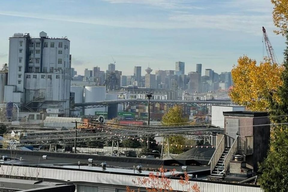 Vancouver downtown city skyline view from rooftop patio