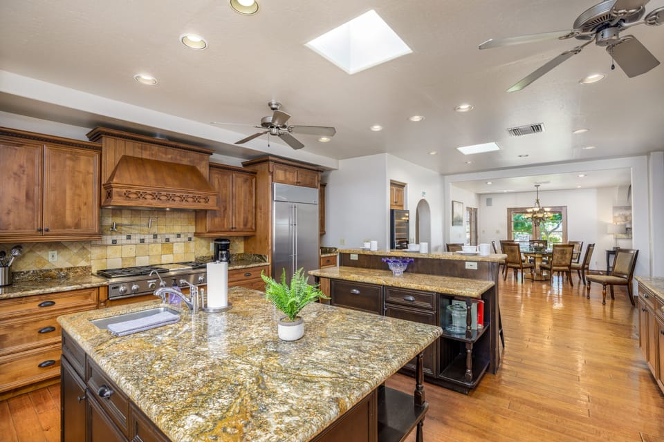 Stunning kitchen with granite counters.