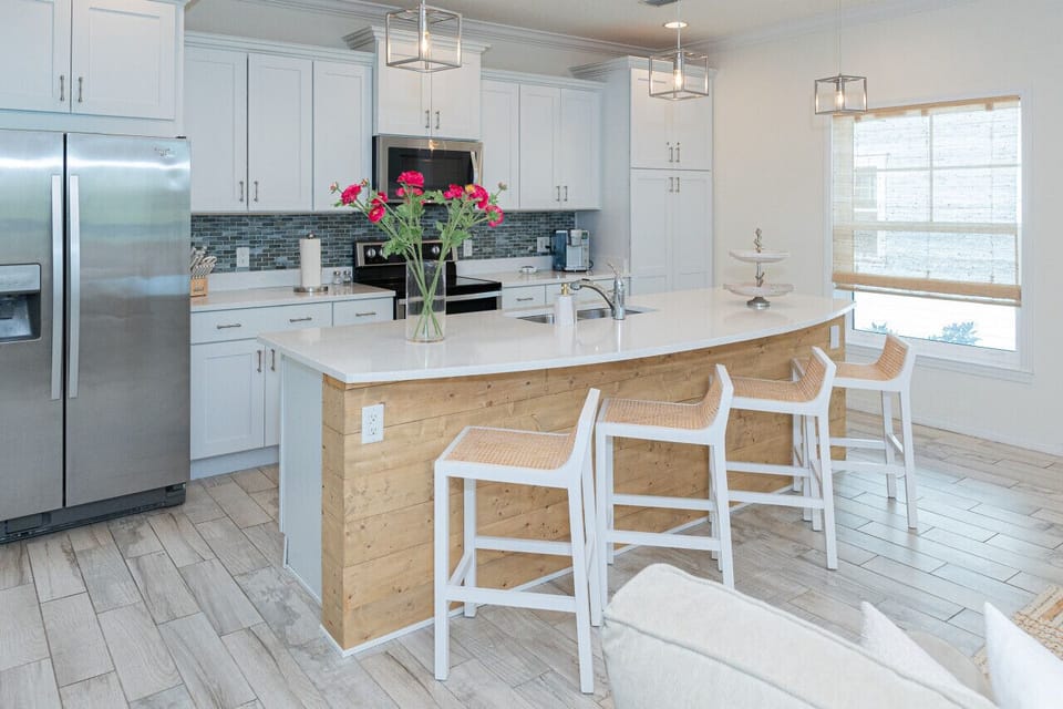 Island bar for casual dining area