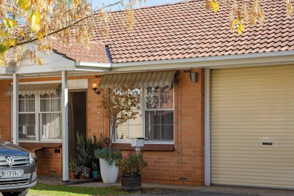 The two-bedroom home is located in a quiet street just 4km from Adelaide’s CBD. 